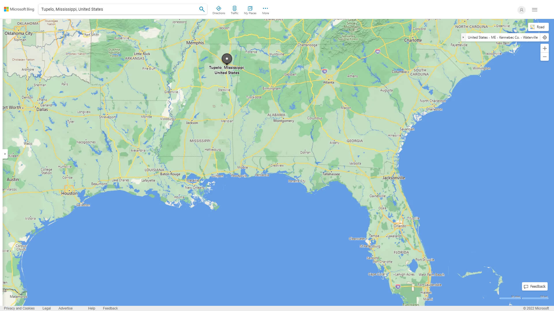 Tupelo Map Mississippi